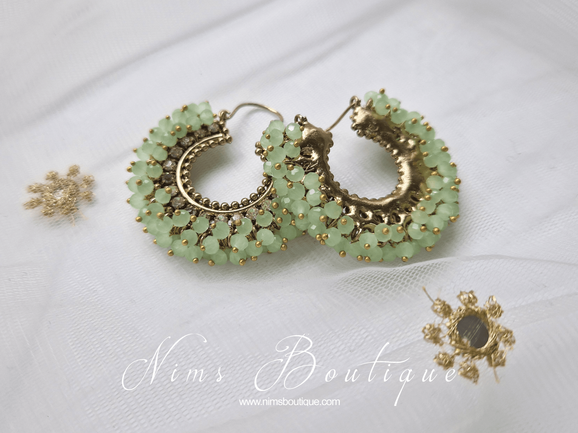 Nims Boutique Meghna Royal Mint Hoop Earrings