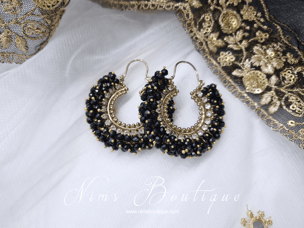 Nims Boutique Meghna Royal Black Hoop Earrings