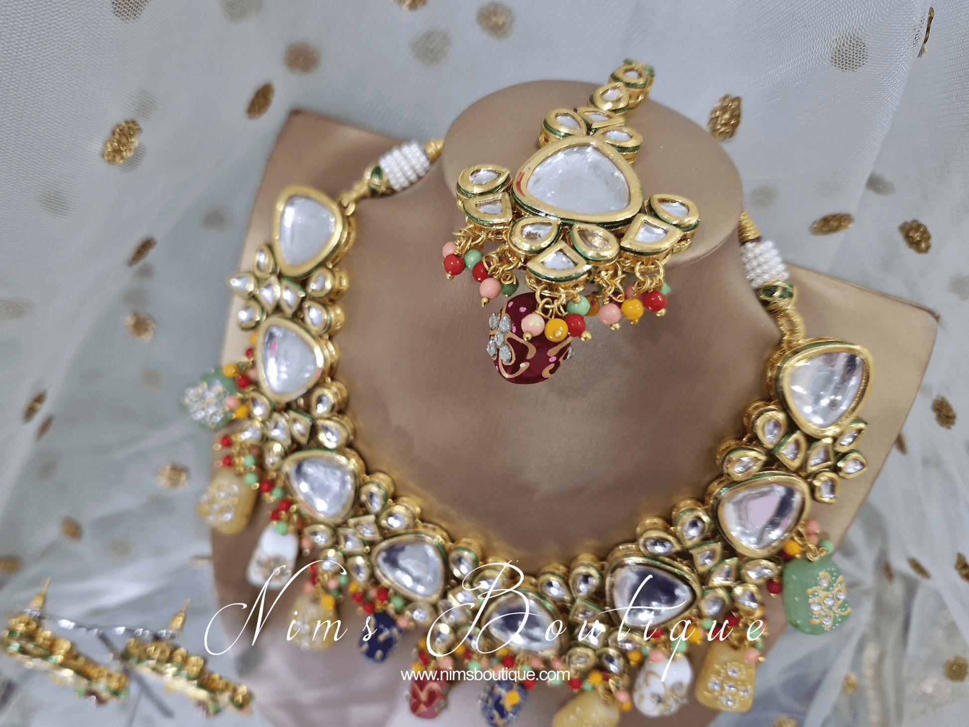 Nims Boutique Anya Kundan & Multicolour Set