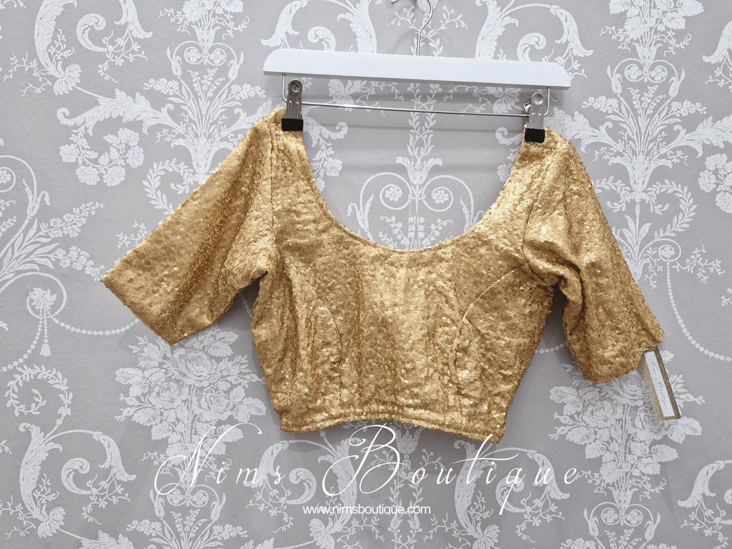 Nims Boutique Gold Sequin Half Sleeve Blouse size 6-20