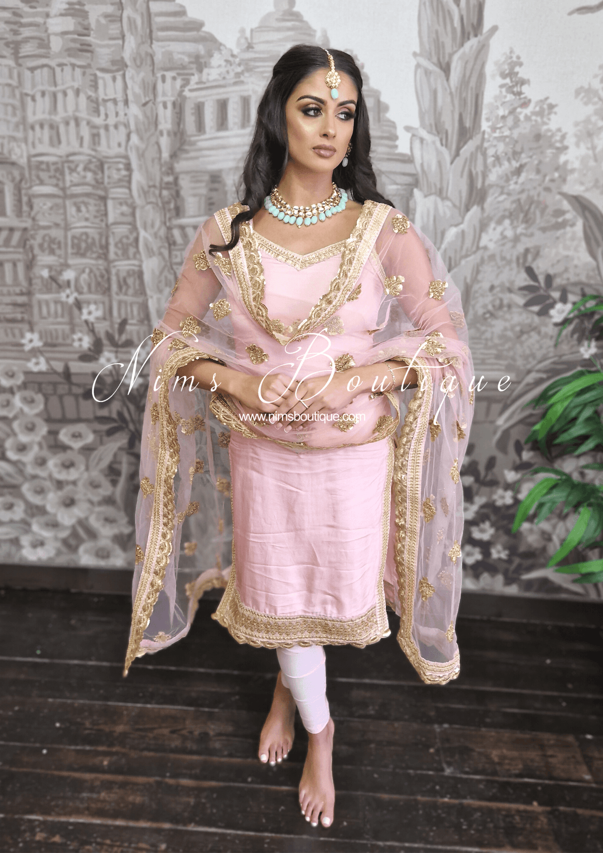 Nims Boutique The NB Classic Sleeveless Blush Pink Silk Pajami Suit sizes 4 to 20