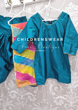 Teal & Multicolour Kids Salwar Suit
