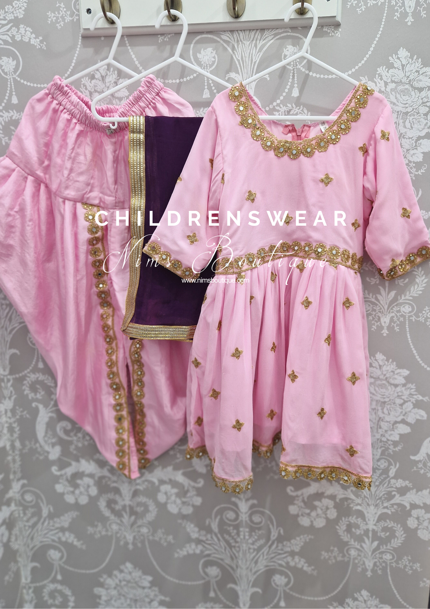 Pink & Purplre Kids Dhoti Salwar Suit