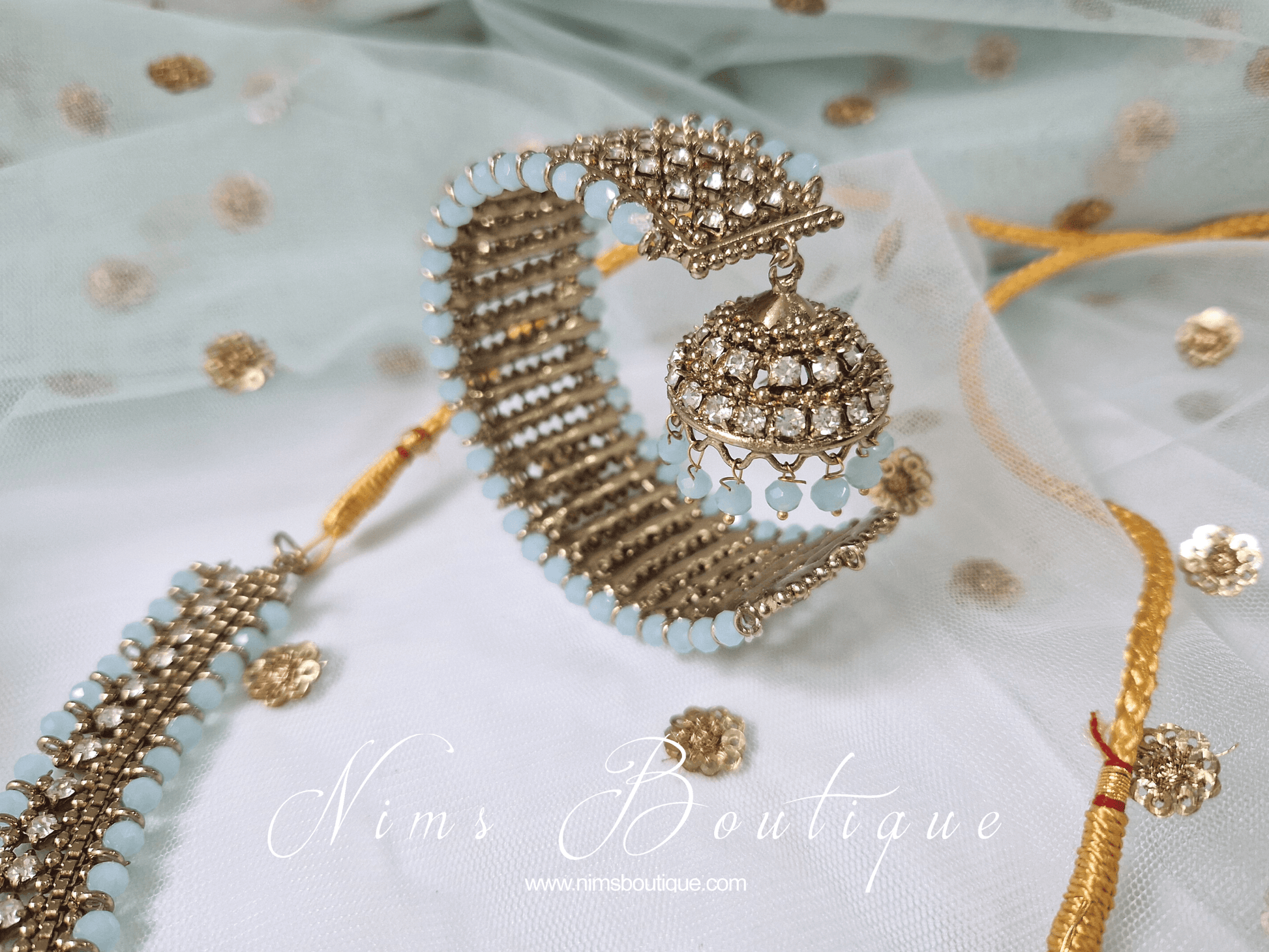 Nims Boutique Light Blue Royal Bracelet with chumka