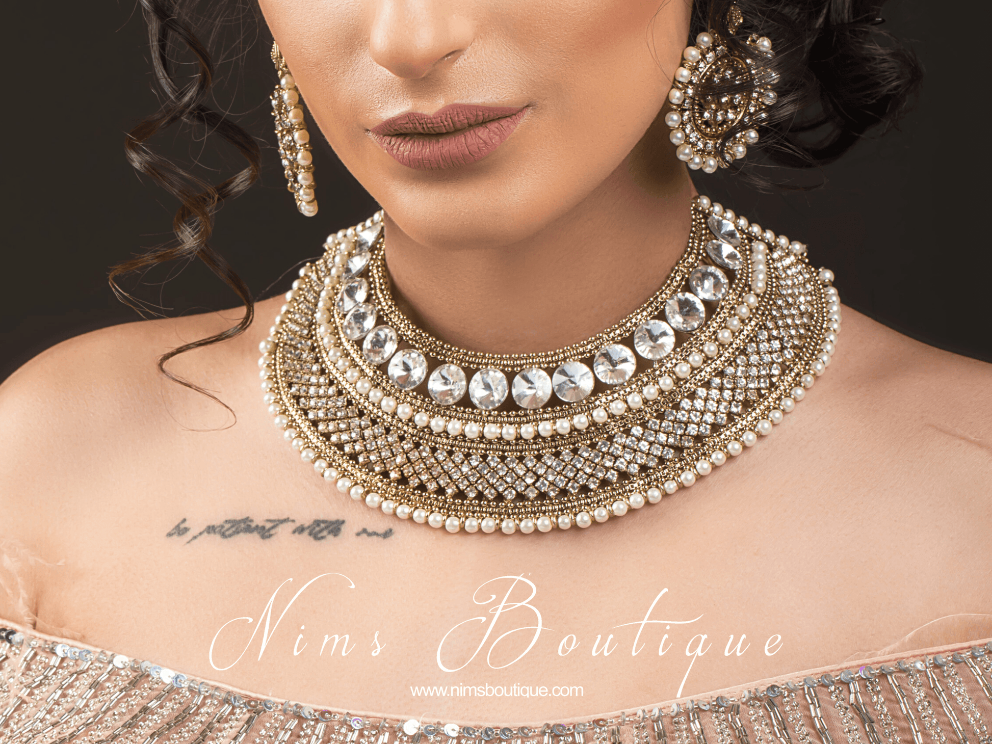 Nims Boutique Royal Jhanvi Antique Gold & Pearl necklace