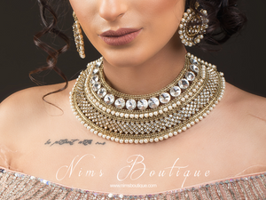 Royal Jhanvi Antique Gold & Pearl necklace
