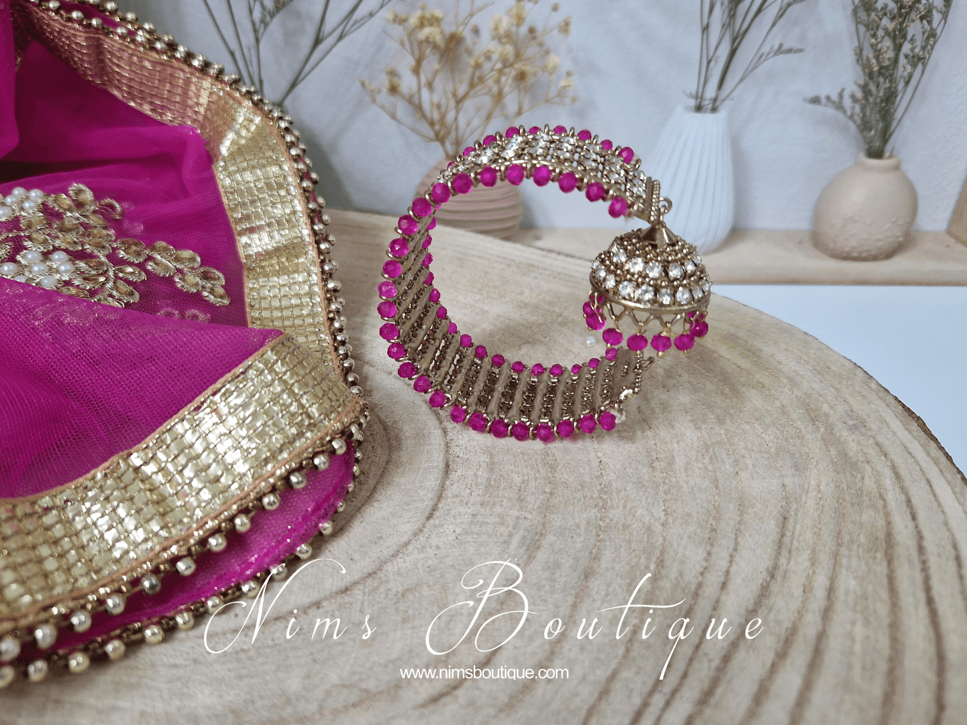 Nims Boutique Hot Pink Royal Bracelet with chumka