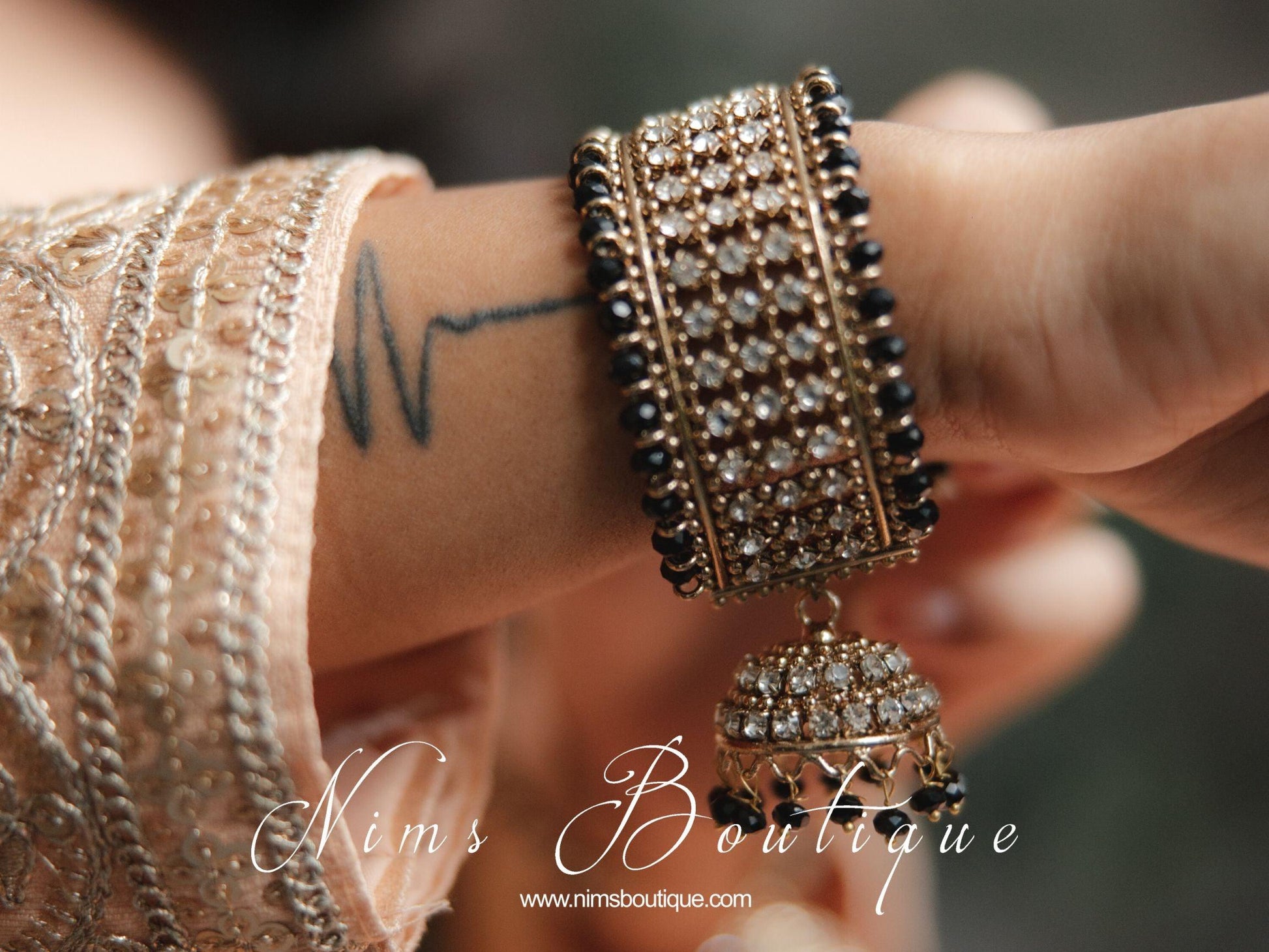 Nims Boutique Black Royal Bracelet with chumka
