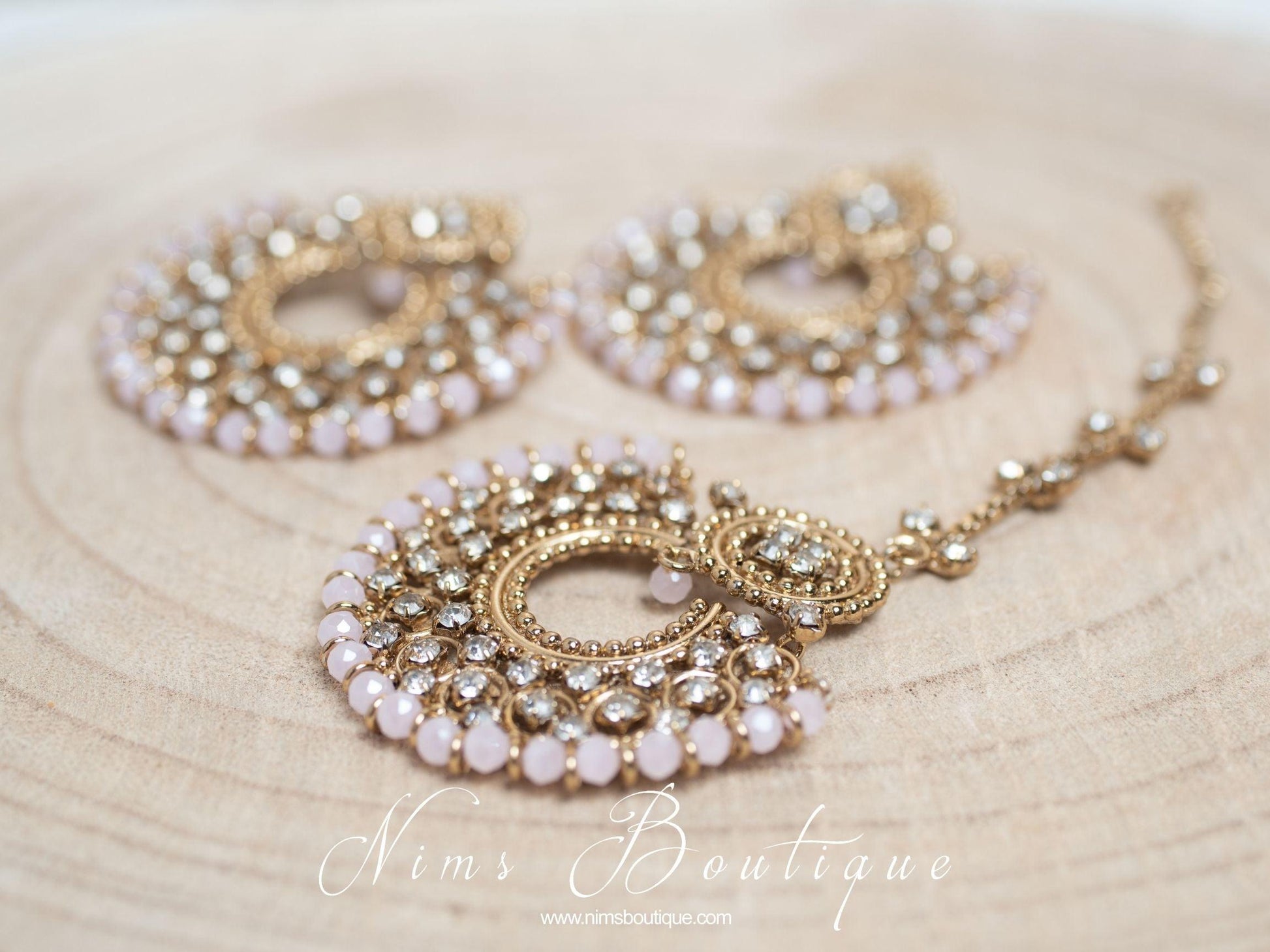 Nims Boutique Royal Blush Chand Tikka Set