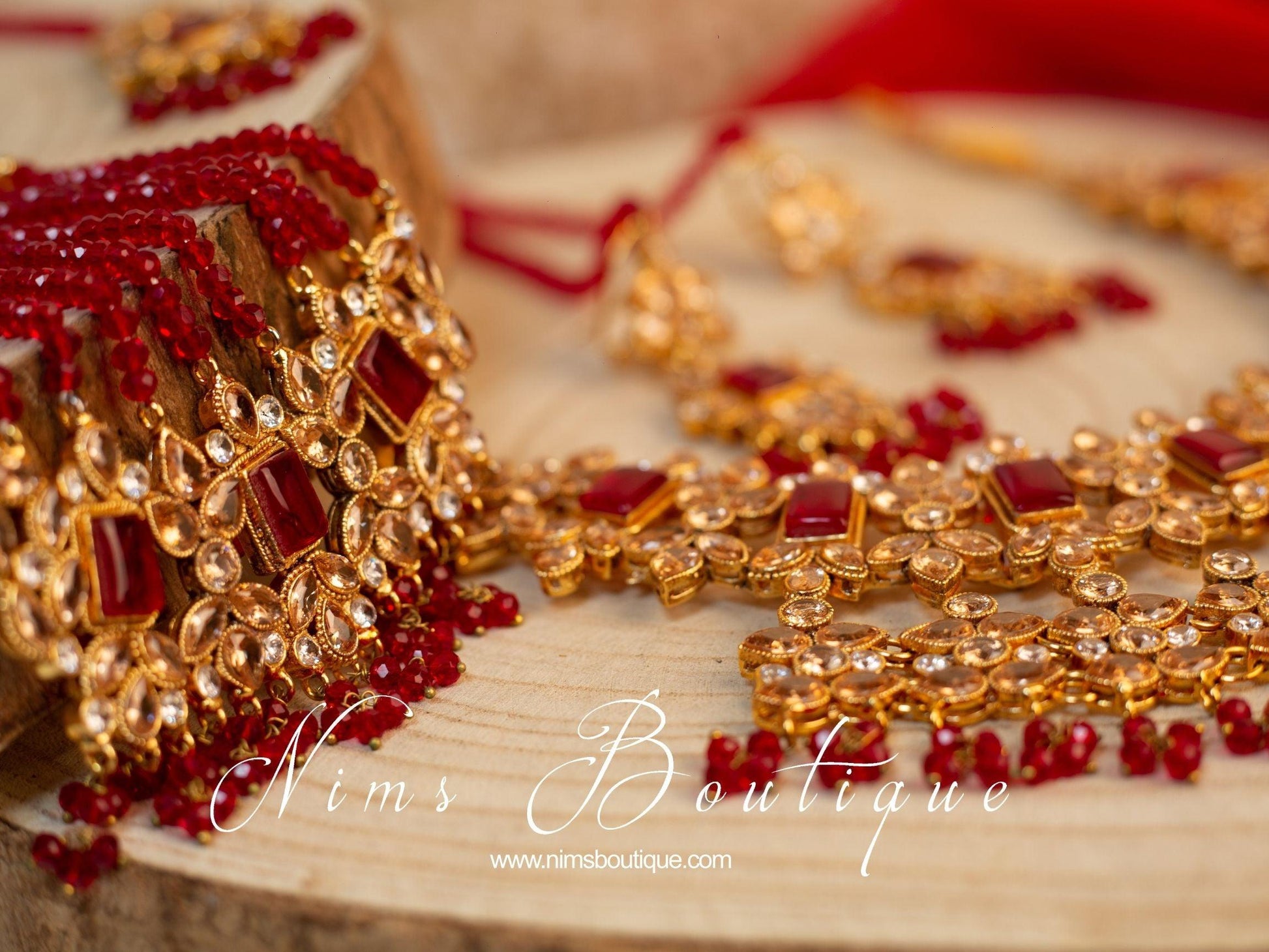 Nims Boutique Pari Maharani Red & Gold Set
