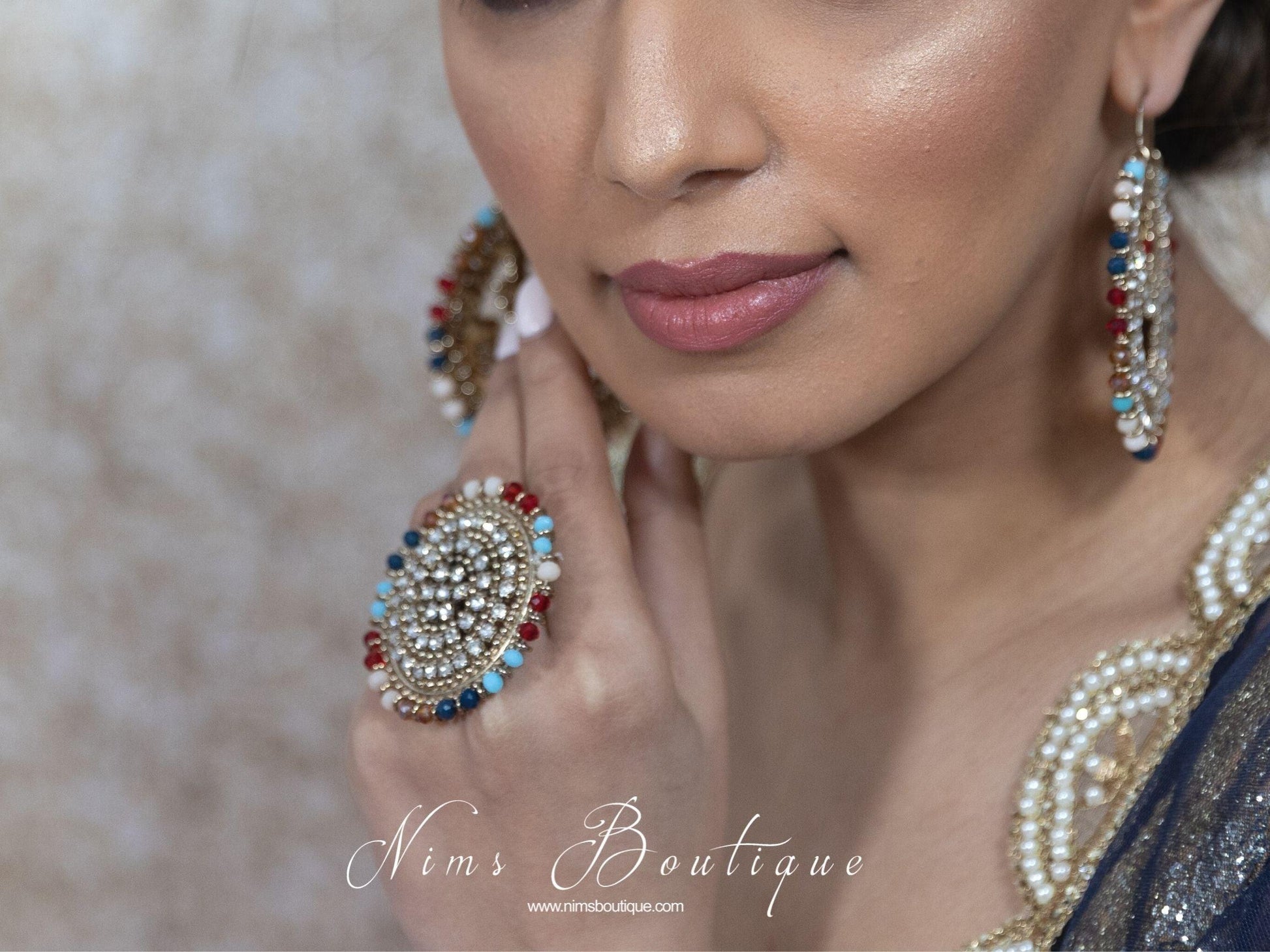 Nims Boutique Anisha Multicolour Statement Ring