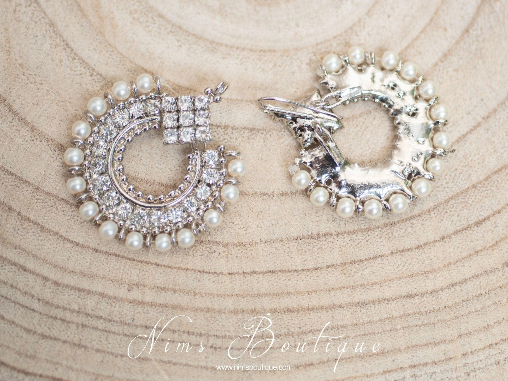 Nims Boutique Vidya Silver & Pearl Earrings