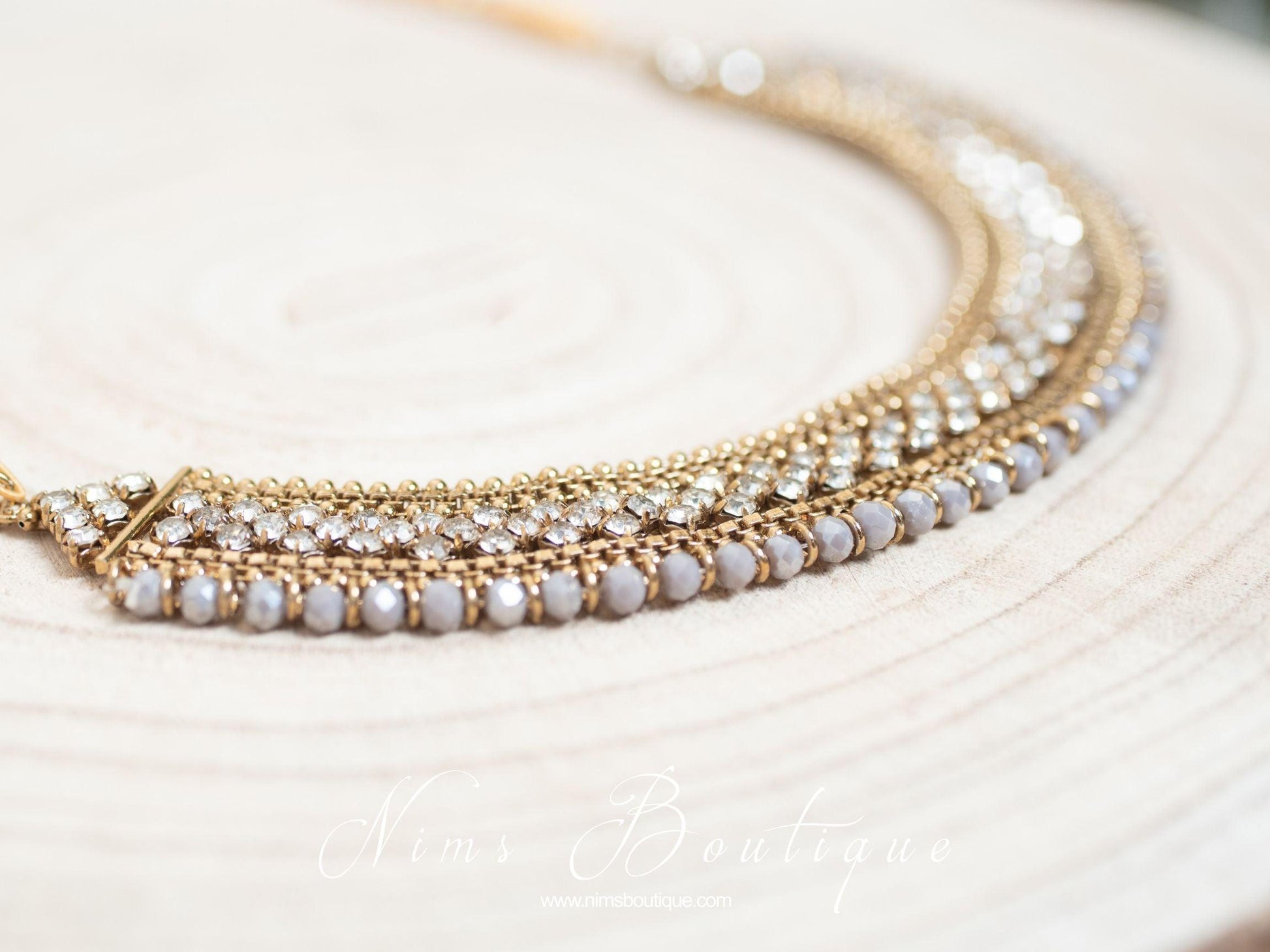 Nims Boutique Statement Royal Grey Necklace