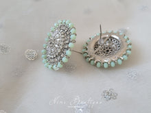 Large Royal Silver & Mint Stud earrings