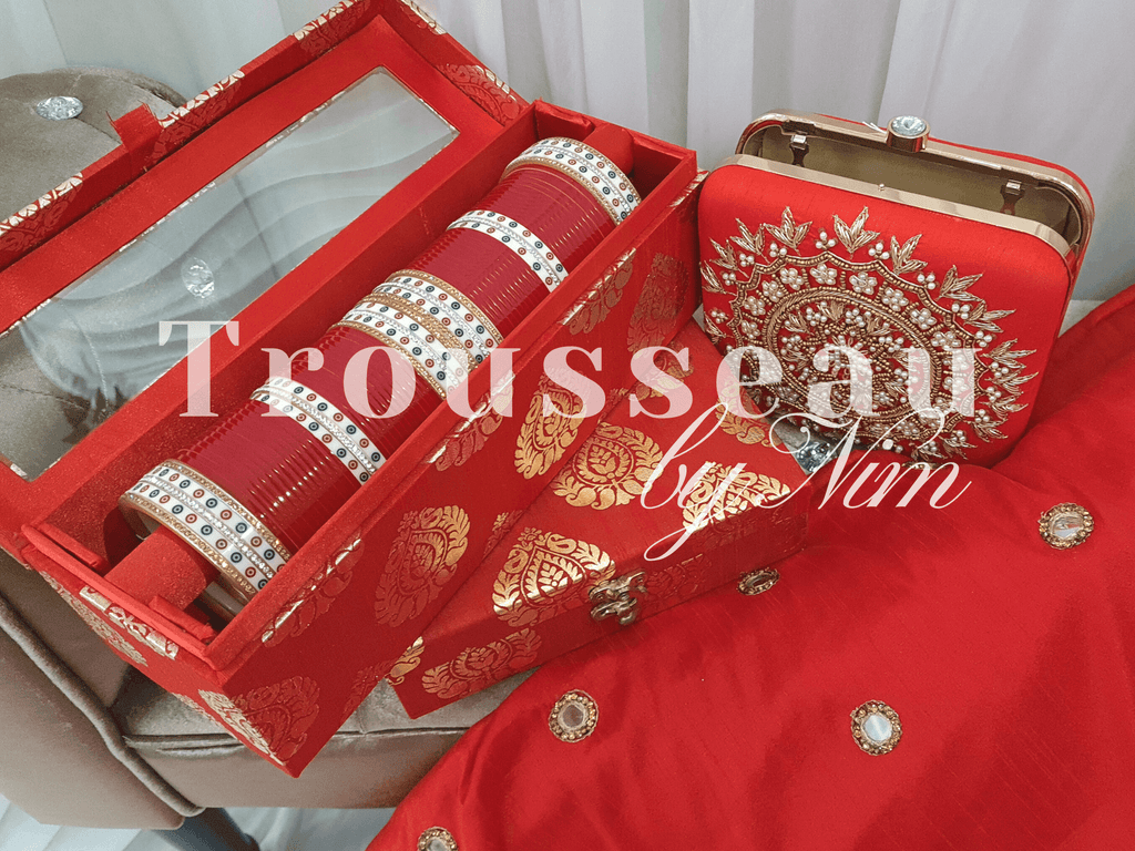 Nims Boutique Red Brocade Silk Jewellery Gift Box