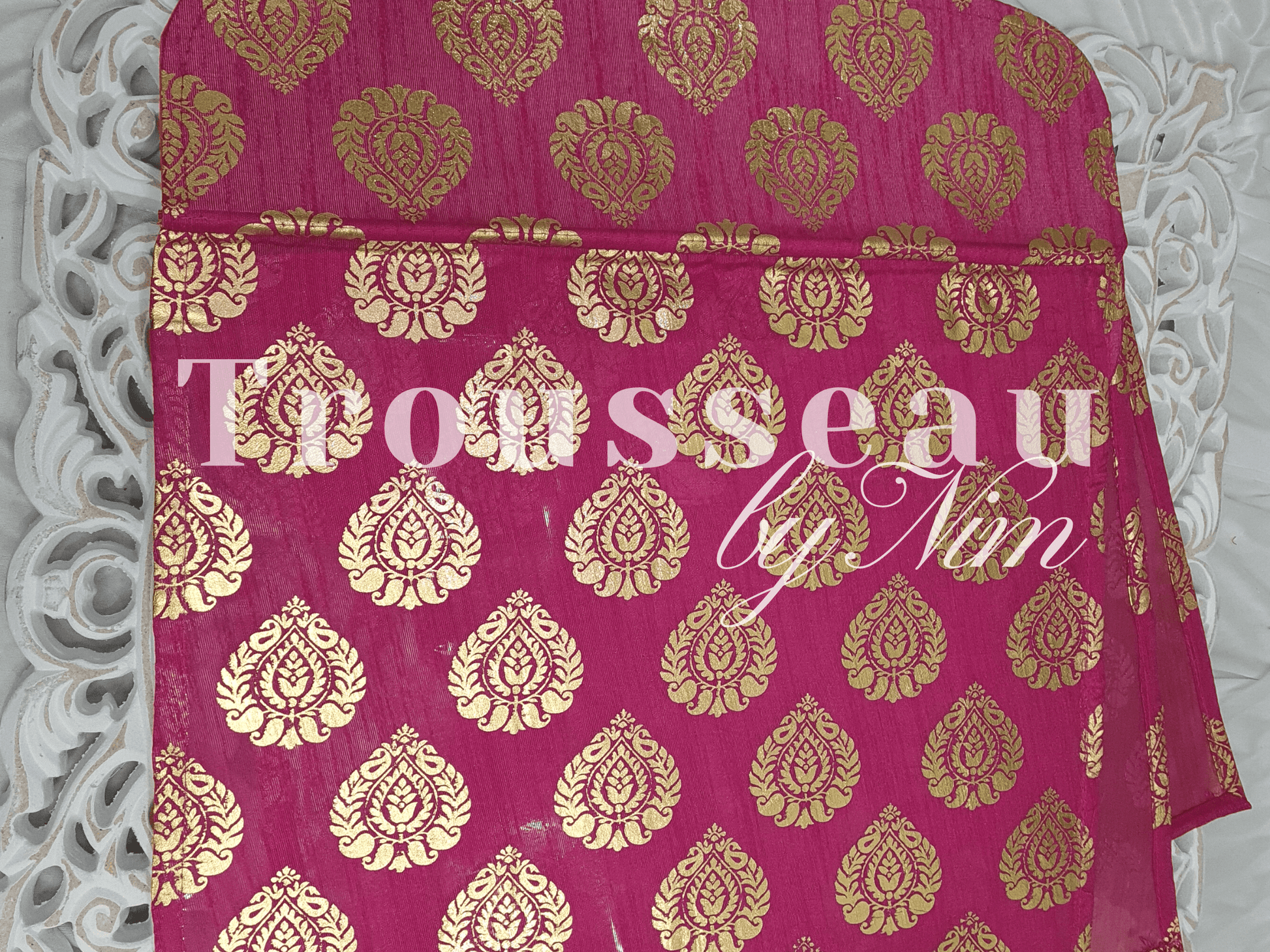 Nims Boutique Hot Pink Paisley Brocade Sari Bag