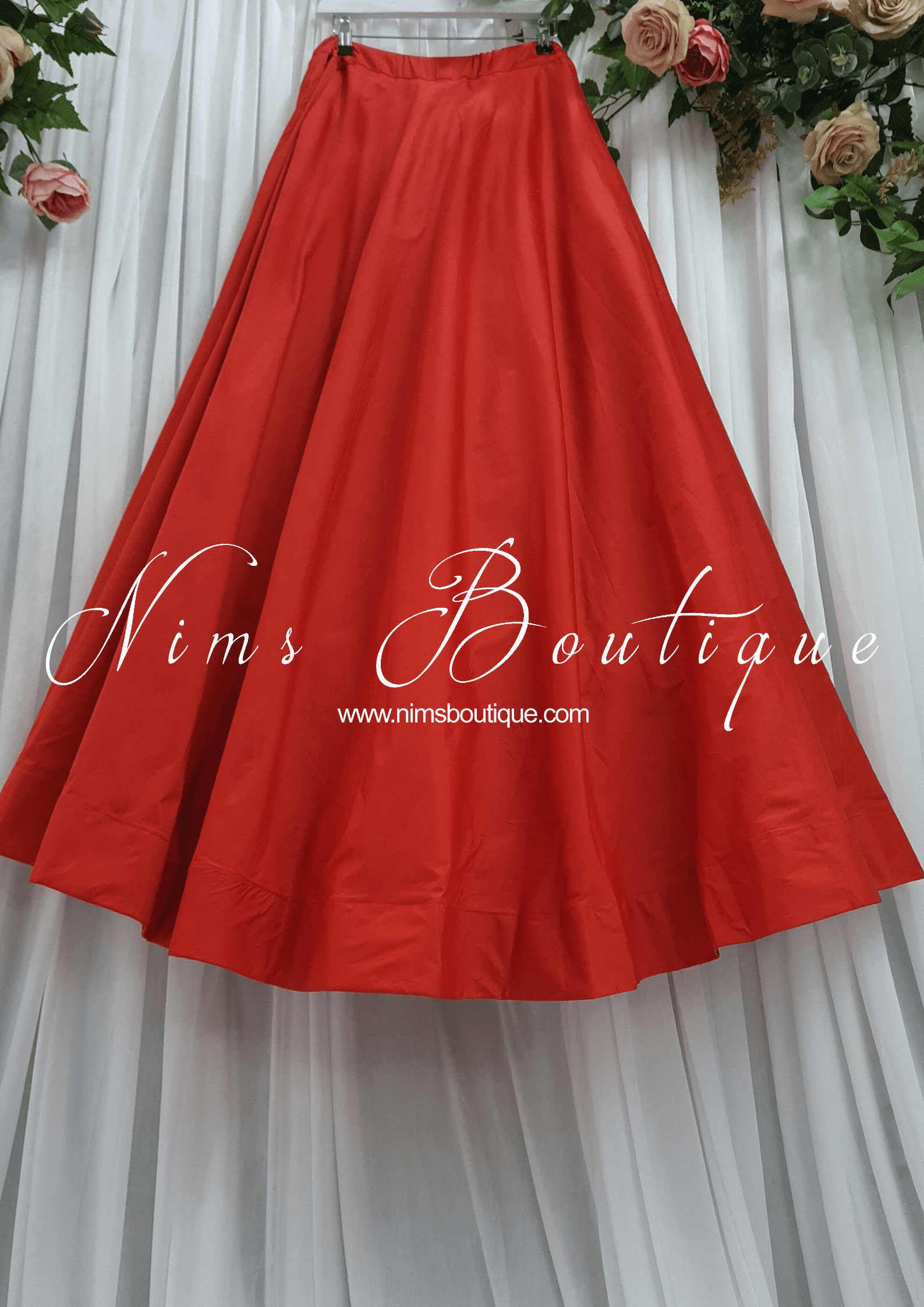 Nims Boutique Readymade Red Silk skirt/lehnga sizes 4-18