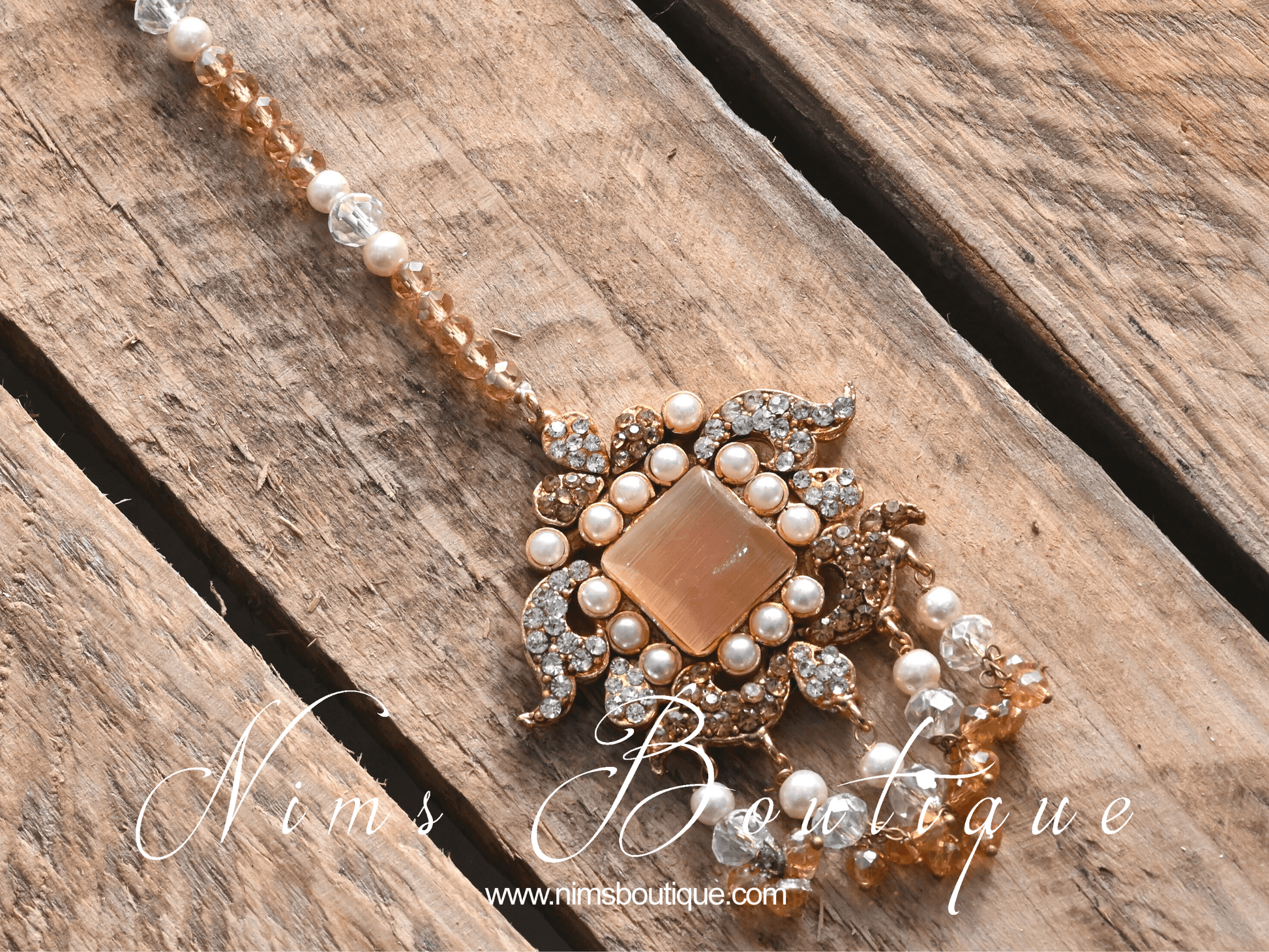 Nims Boutique Ananya Peach Gem Maharani Choker Set