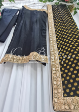 One Shoulder Silk Black Pajami Suit (size 4-14)
