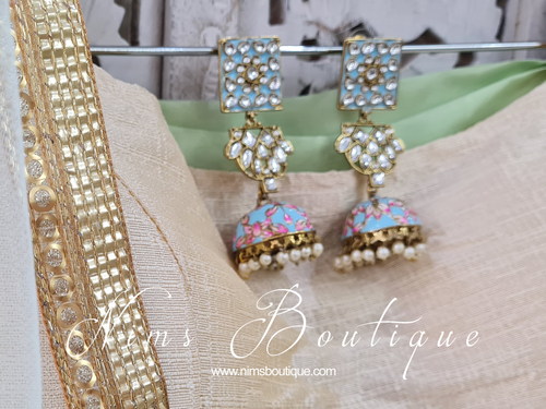 Payal Light Blue Blossom Chumke Earrings