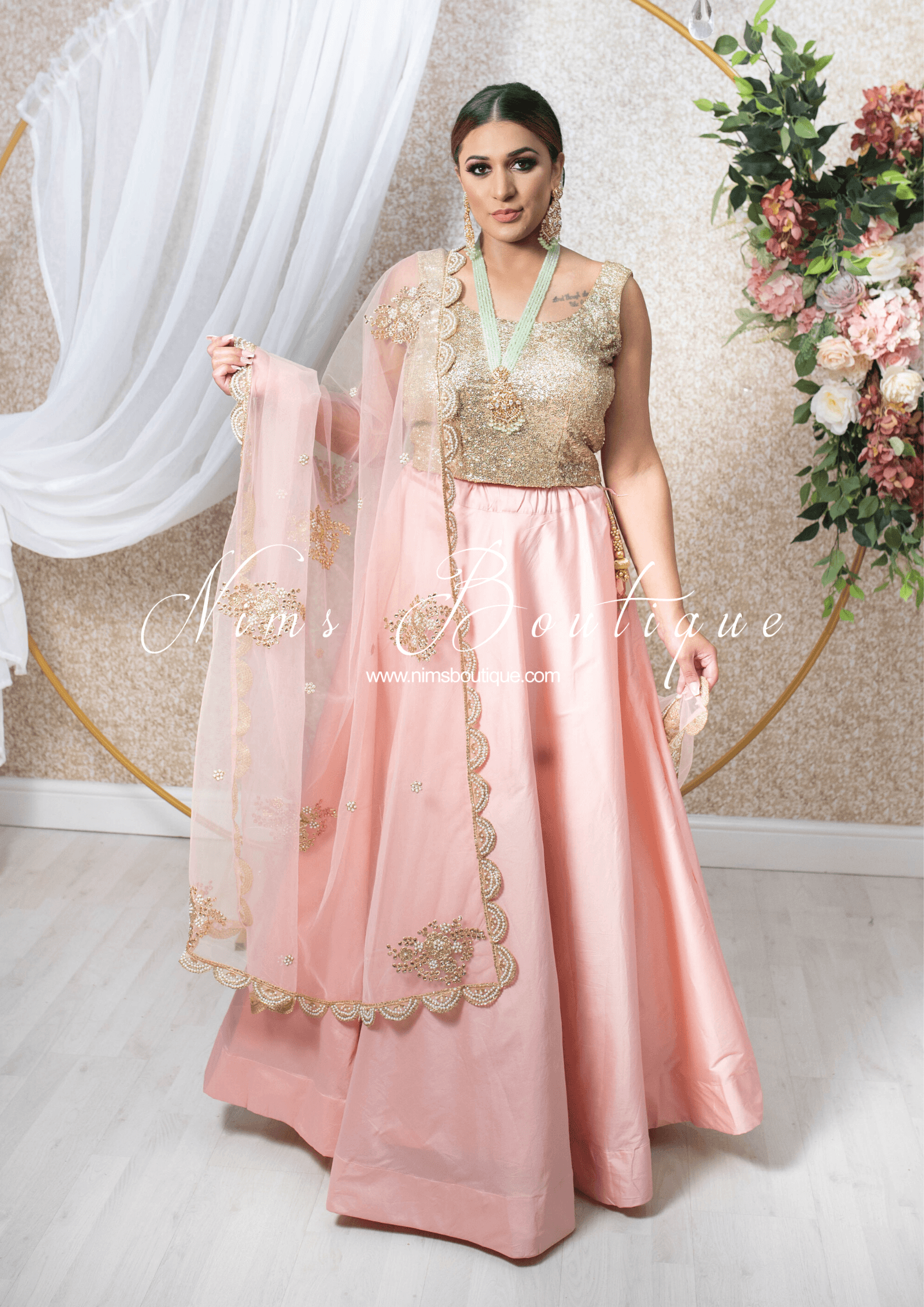 Nims Boutique Readymade Peach Silk skirt/lehnga sizes 4-20