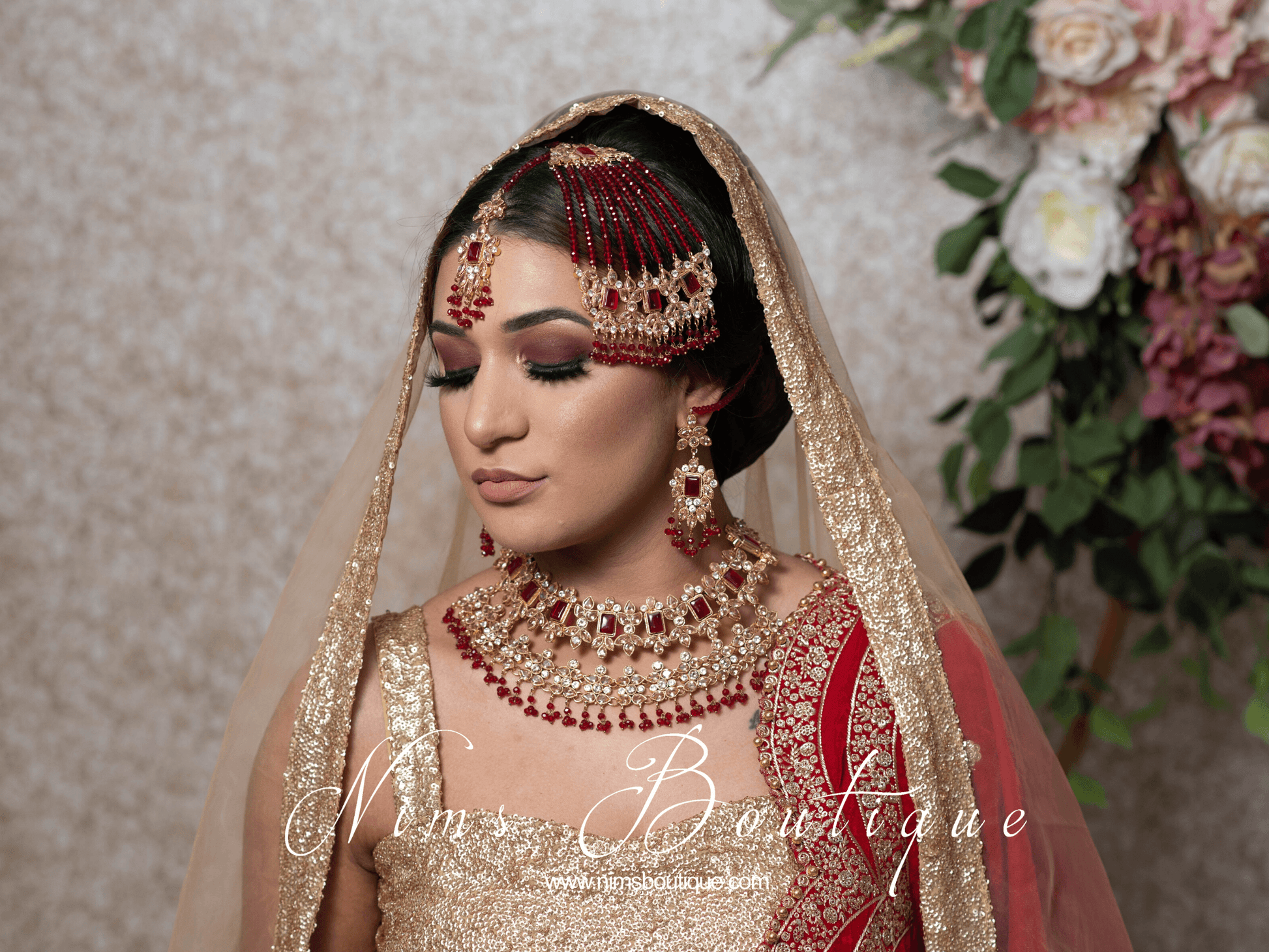 Nims Boutique Pari Maharani Red & Gold Set