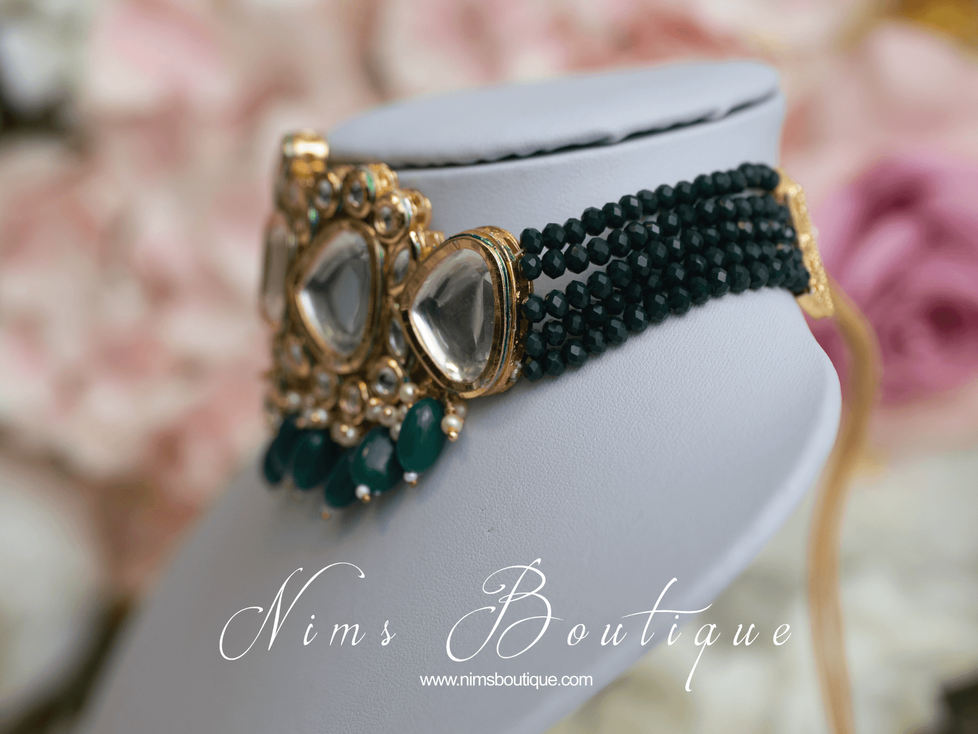 Nims Boutique Raman Green Kundan Choker Set