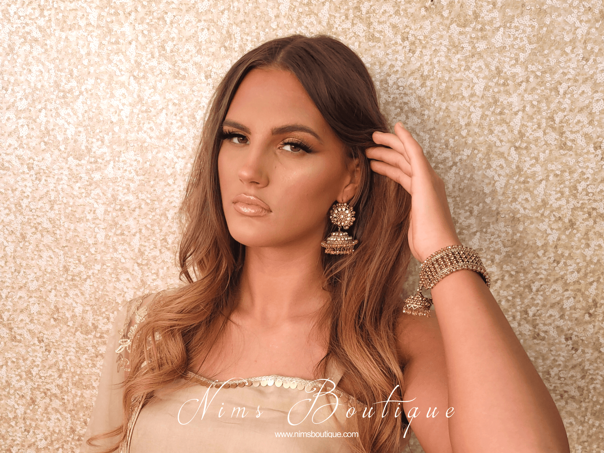 Nims Boutique Gold stone Royal Bracelet with chumka