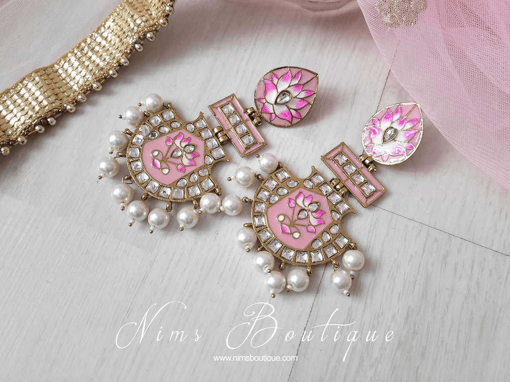 Nims Boutique Suhana Baby Pink Blossom Earrings
