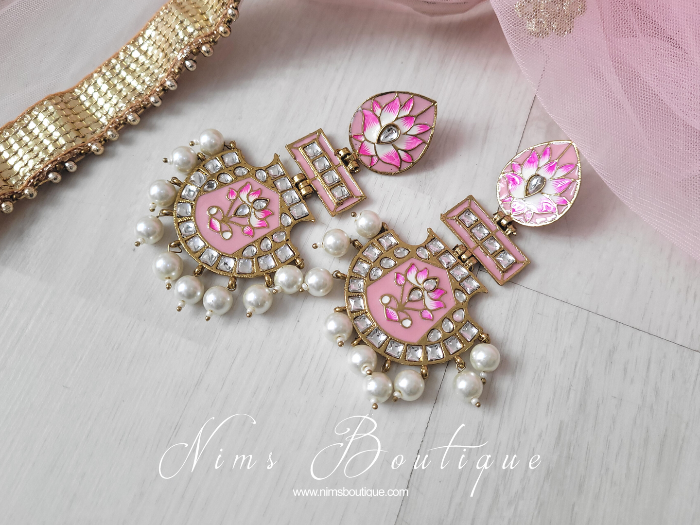Suhana Baby Pink Blossom Earrings
