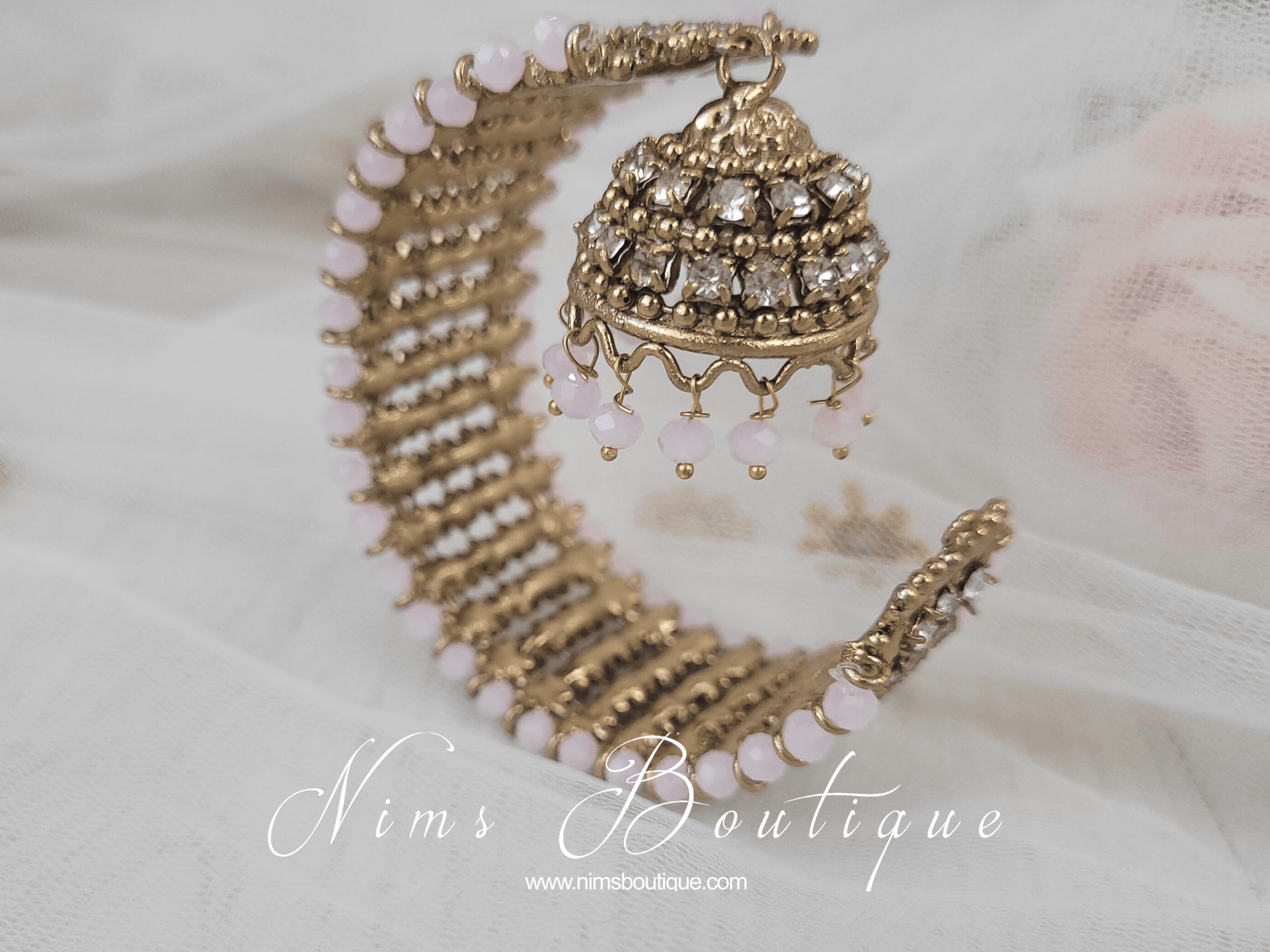 Nims Boutique Royal Blush Bracelet with hanging chumka