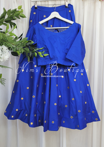 Rani Luxury Royal Blue Mirror readymade skirt/lehnga (size 4-26)
