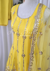 Sofiya Yellow Sequin Anarkali Suit with Pajami (Sizes 4-6)