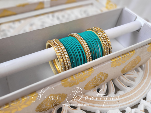 Peacock Green & Kundan Set of Bangles (PG1)