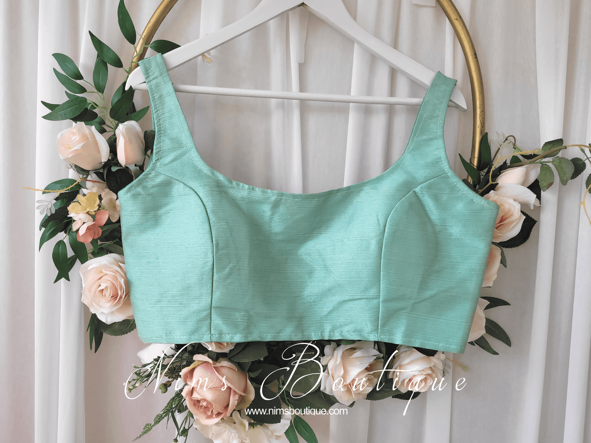 Mint green top silk blouse