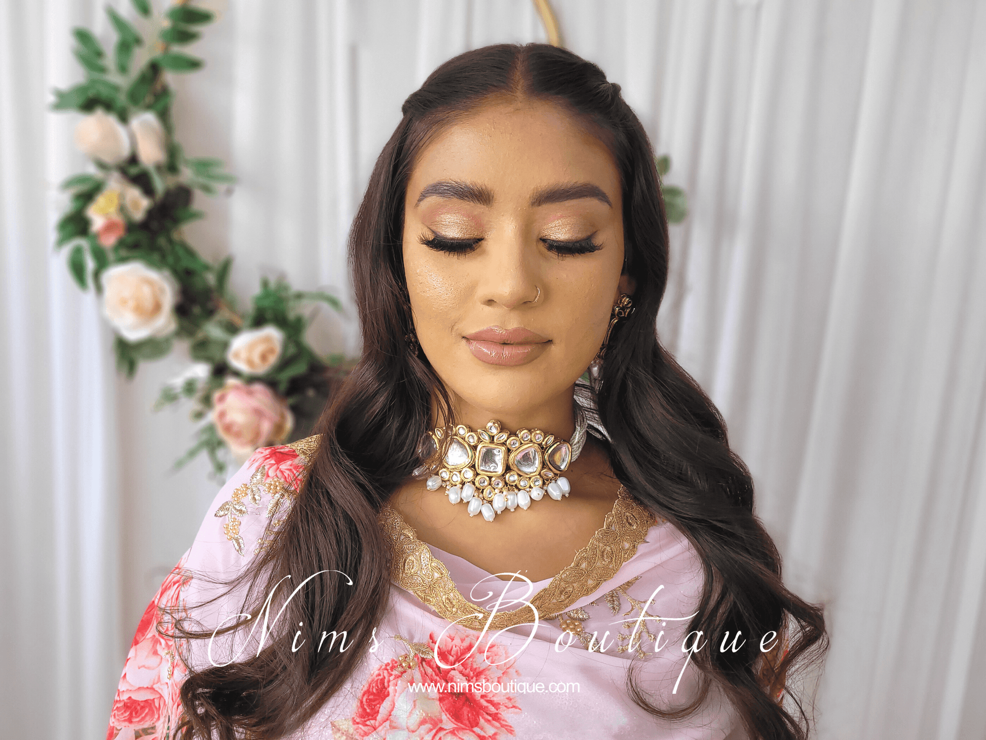 Nims Boutique Raman Pearl Kundan Choker Set