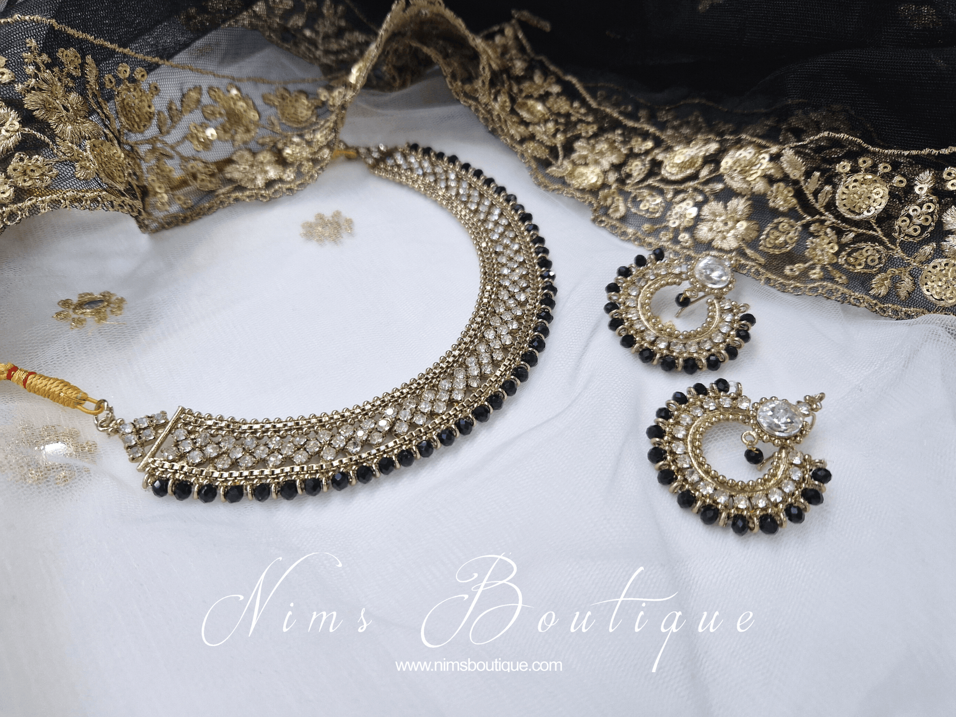 Nims Boutique Royal Statement Black Necklace