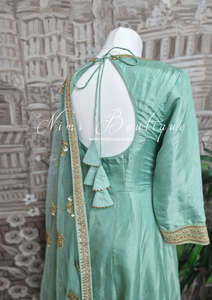 Rashmi Luxury Mint Silk Anarkali Suit with Pajami (size 4-14)