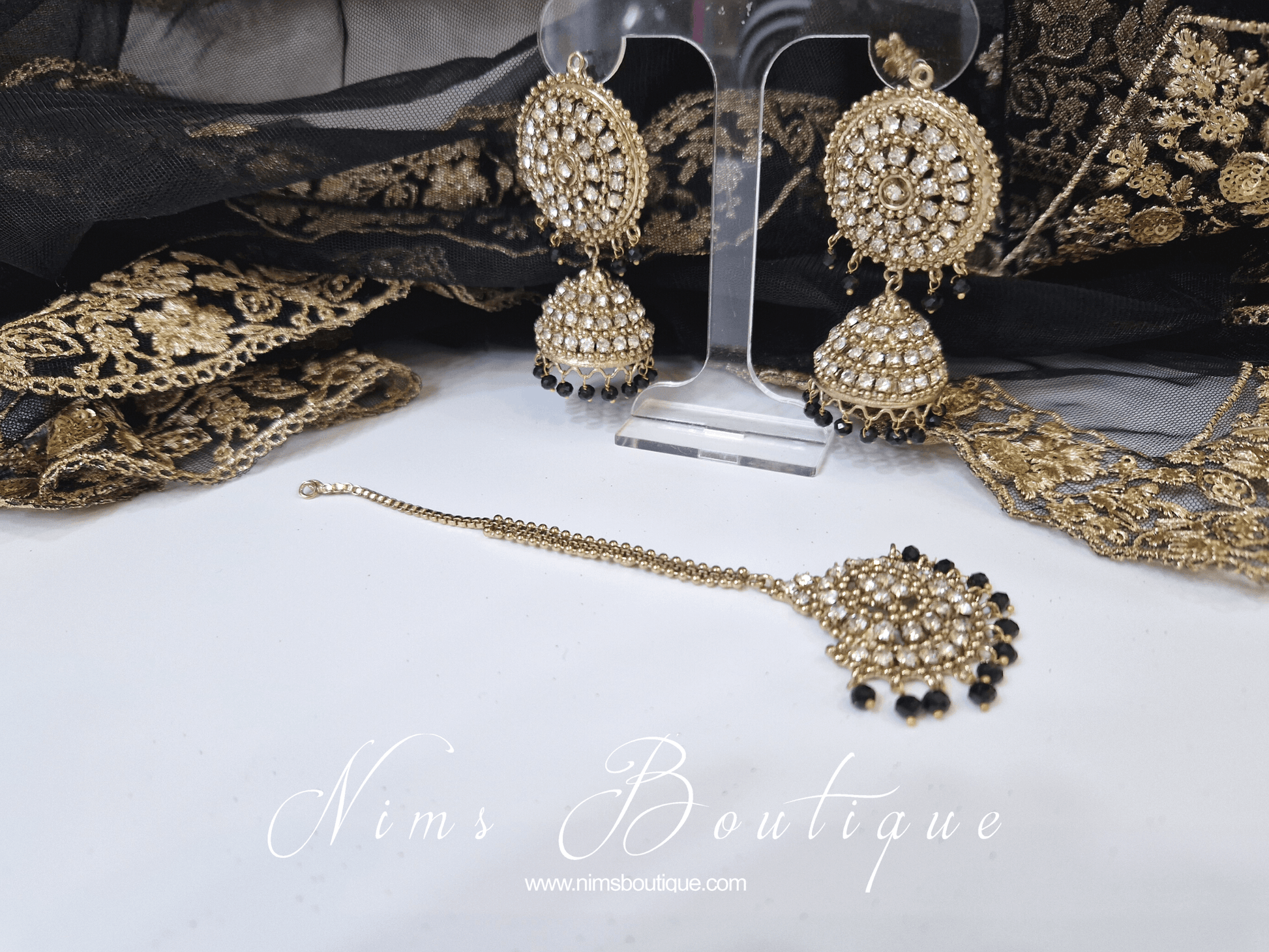 Nims Boutique Royal Black Chumke & Tikka Set