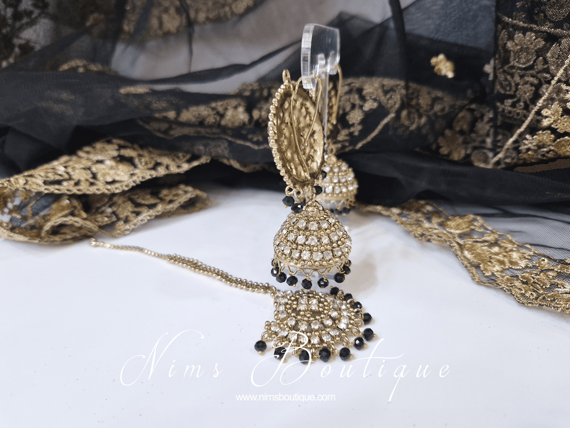 Nims Boutique Royal Black Chumke & Tikka Set