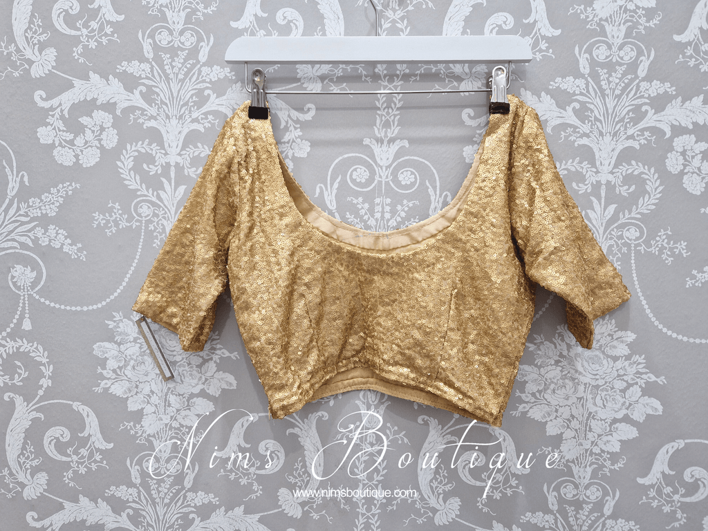 Nims Boutique Gold Sequin Half Sleeve Blouse size 6-20