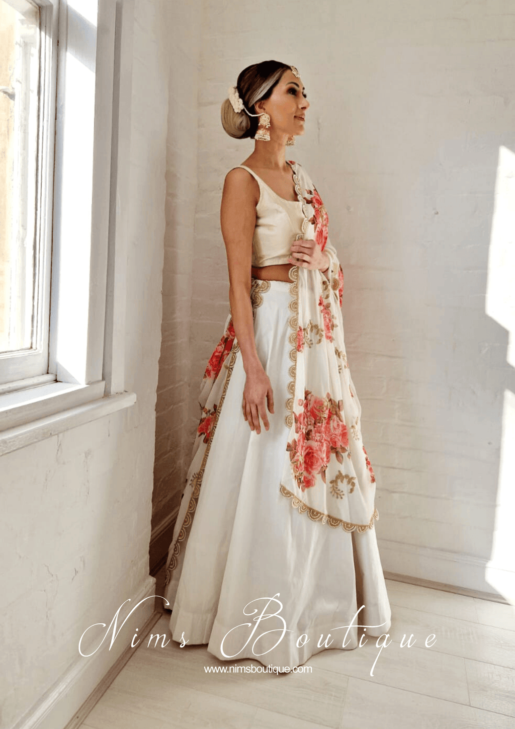 Nims Boutique Readymade White Silk skirt/lehnga sizes 4-22