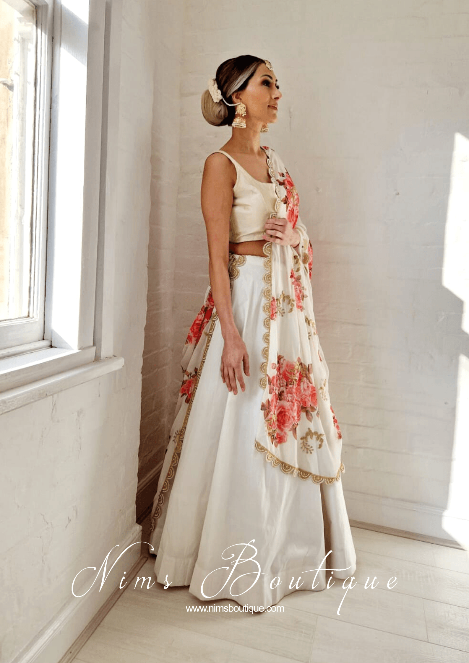 Nims Boutique Readymade White Silk skirt/lehnga sizes 4-22