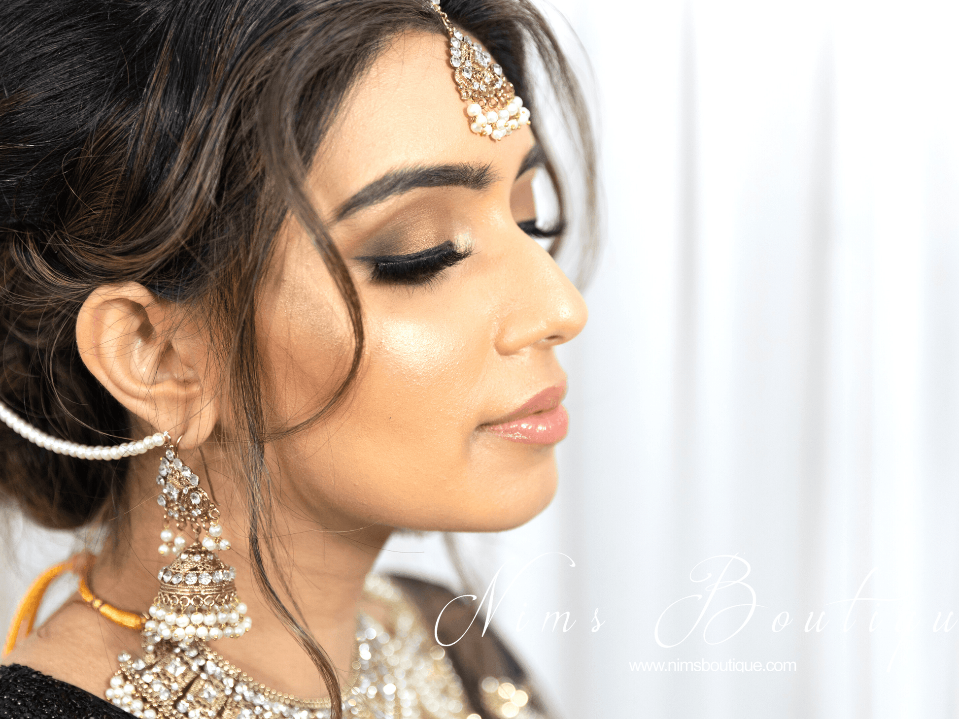 Nims Boutique Tamannah Royal Pearl Earrings & Tikka Set
