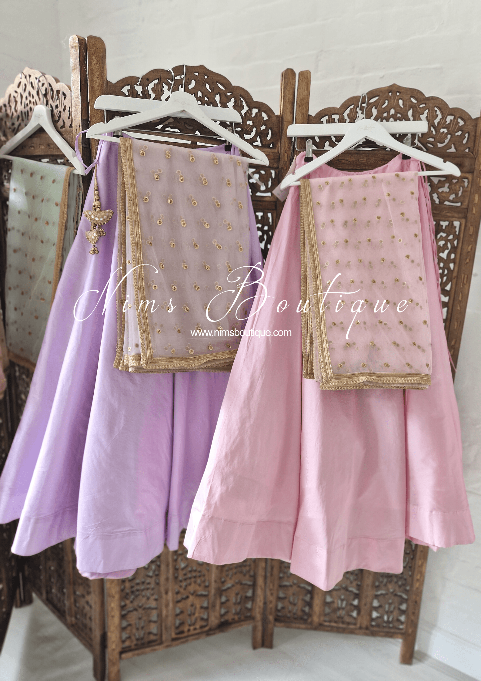 Nims Boutique Luxury Light Lilac Net Sequin Dupatta/Chunni LNS6