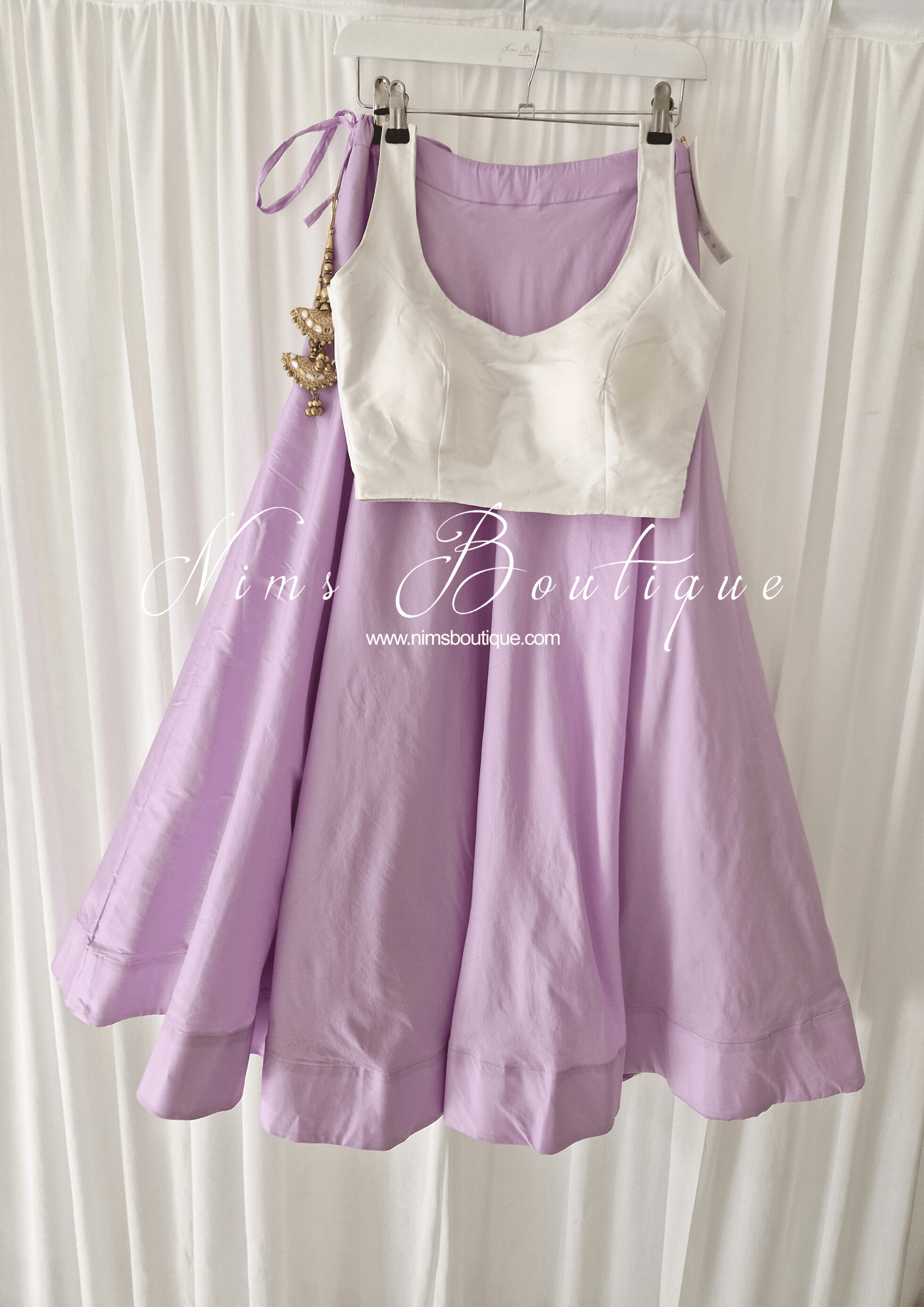 Nims Boutique Readymade Lilac Silk skirt/lehnga sizes 4-22