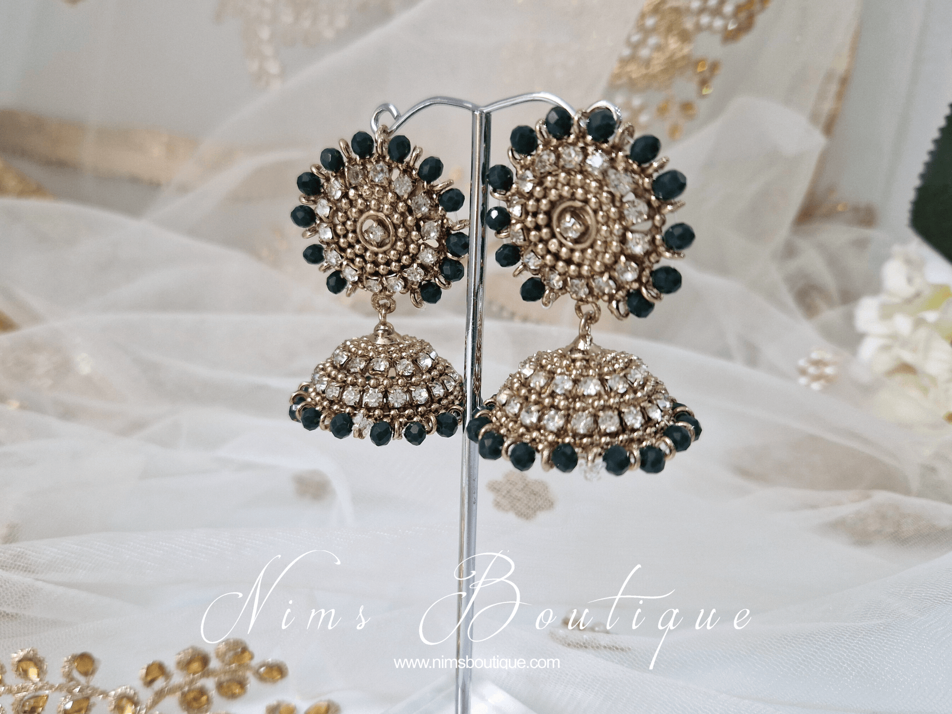 Nims Boutique Chandni Royal Antique Gold & Black Chumke