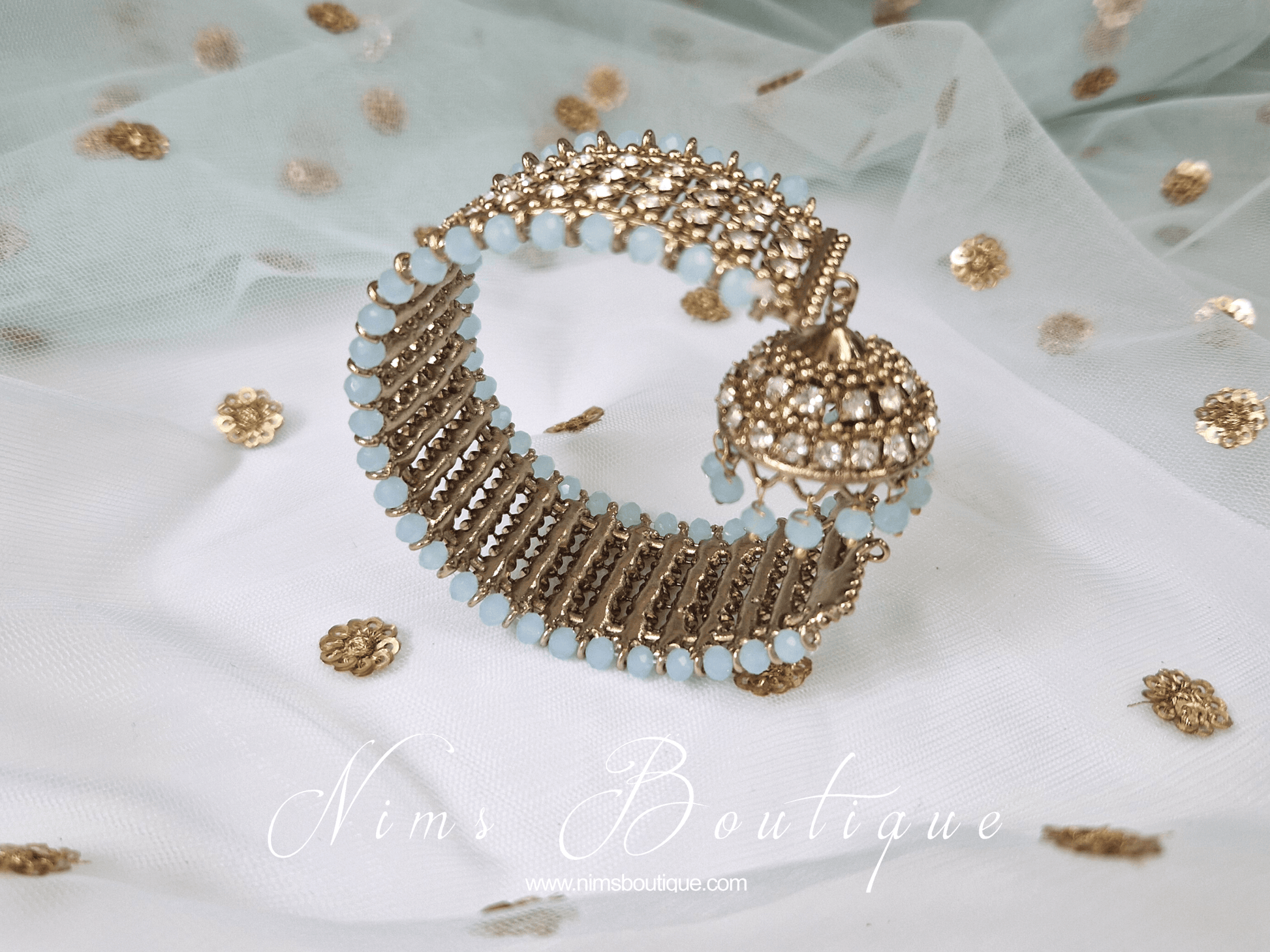 Nims Boutique Light Blue Royal Bracelet with chumka