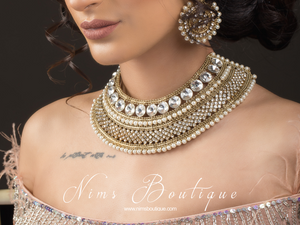 Royal Jhanvi Antique Gold & Pearl necklace