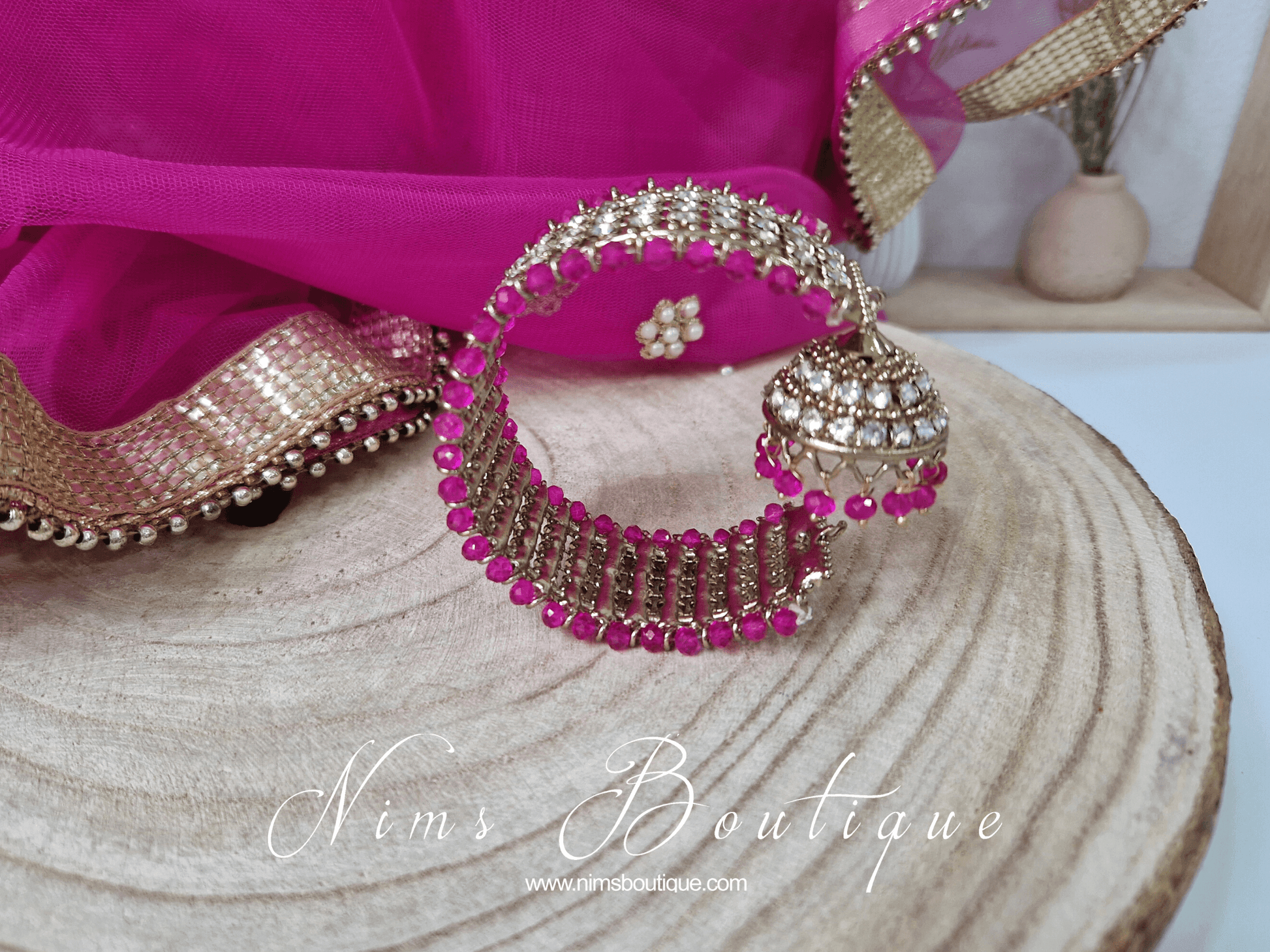 Nims Boutique Hot Pink Royal Bracelet with chumka